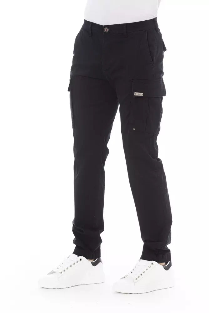 Elegante schwarze Cargohose – Stretch-Baumwollmischung