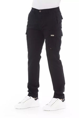 Elegante schwarze Cargohose – Stretch-Baumwollmischung