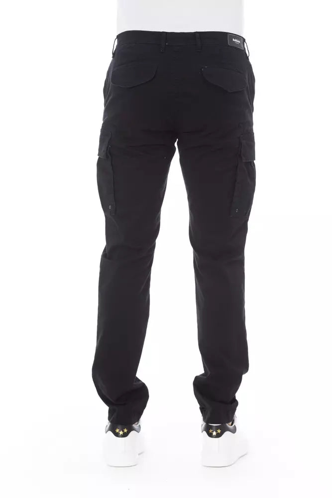 Elegante schwarze Cargohose – Stretch-Baumwollmischung