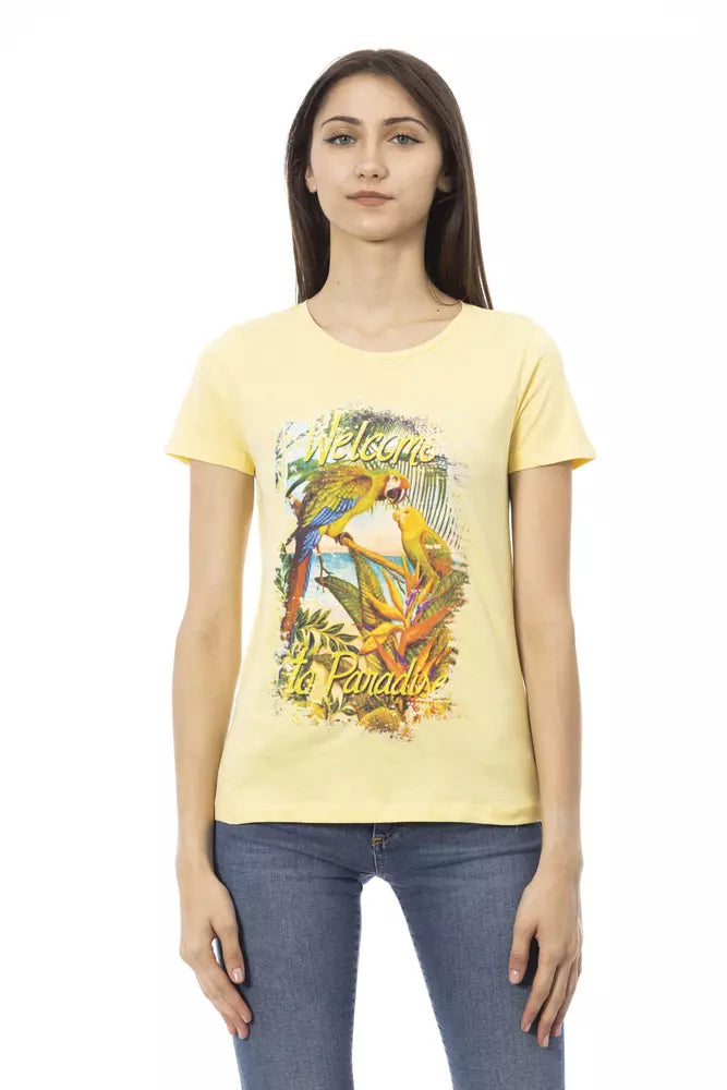 Gelbes Damen-T-Shirt aus Baumwolle