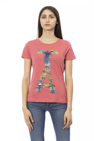 Fuchsiafarbenes Damen-T-Shirt aus Baumwolle