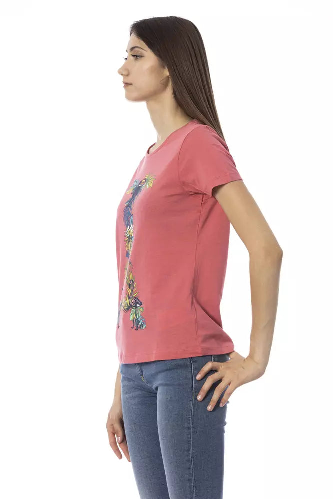 Fuchsiafarbenes Damen-T-Shirt aus Baumwolle