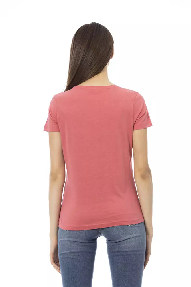Fuchsiafarbenes Damen-T-Shirt aus Baumwolle
