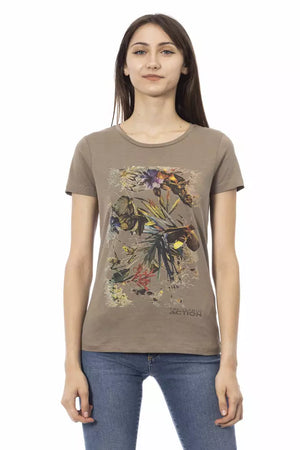 Braunes Damen-T-Shirt aus Baumwolle
