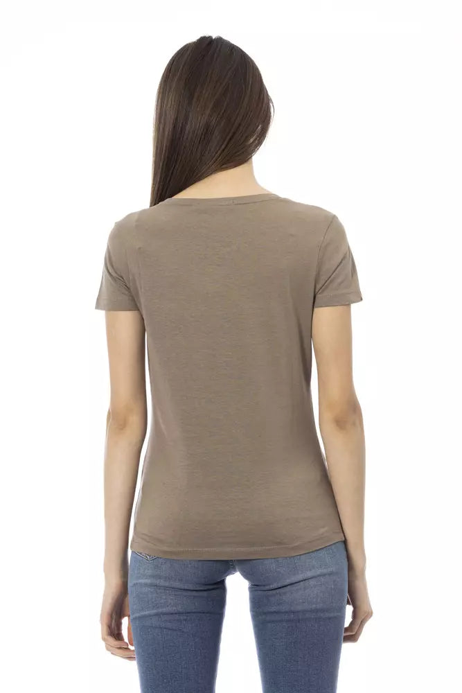 Braunes Damen-T-Shirt aus Baumwolle
