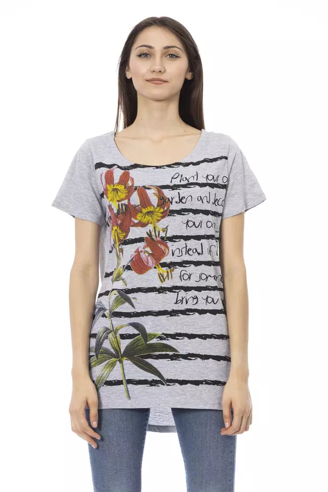 Graues Damen-T-Shirt aus Baumwolle