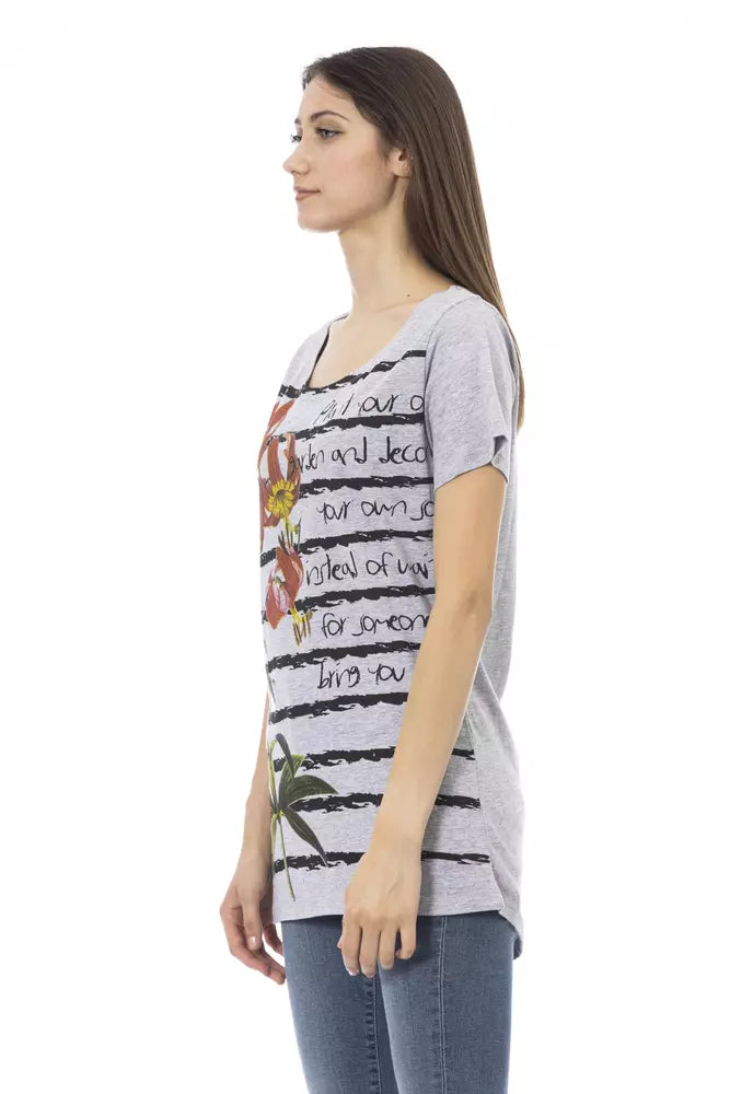 Graues Damen-T-Shirt aus Baumwolle