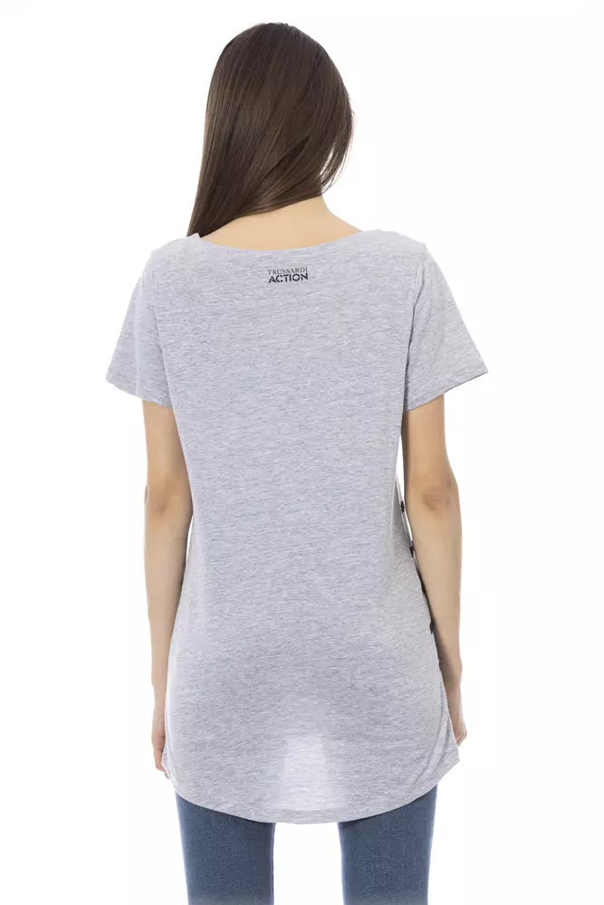Graues Damen-T-Shirt aus Baumwolle