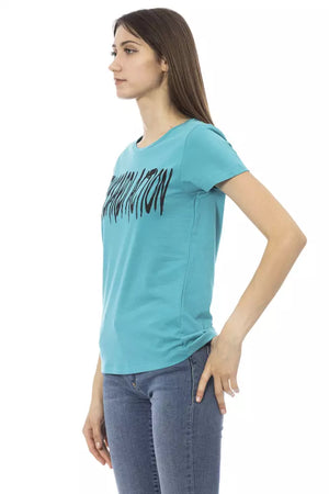 Hellblaues Damen-T-Shirt aus Baumwolle