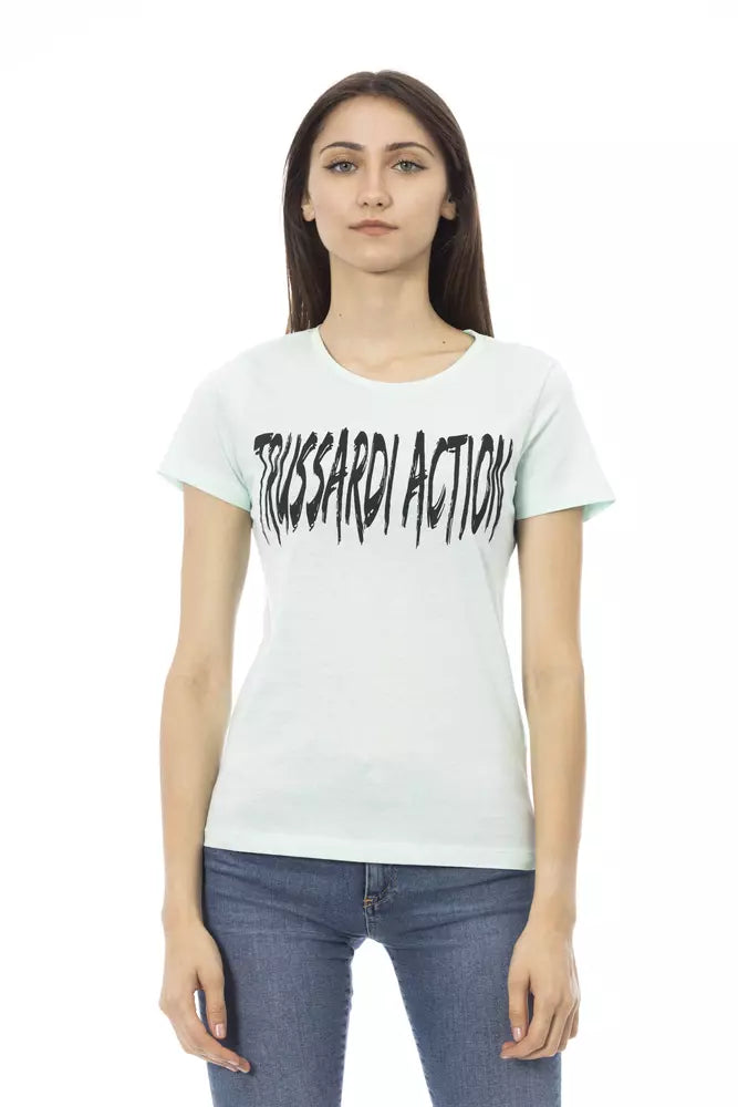 Hellblaues Damen-T-Shirt aus Baumwolle