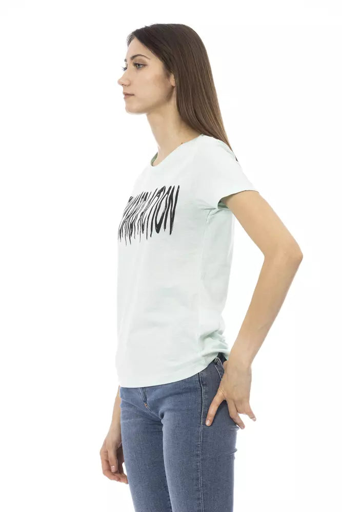 Hellblaues Damen-T-Shirt aus Baumwolle