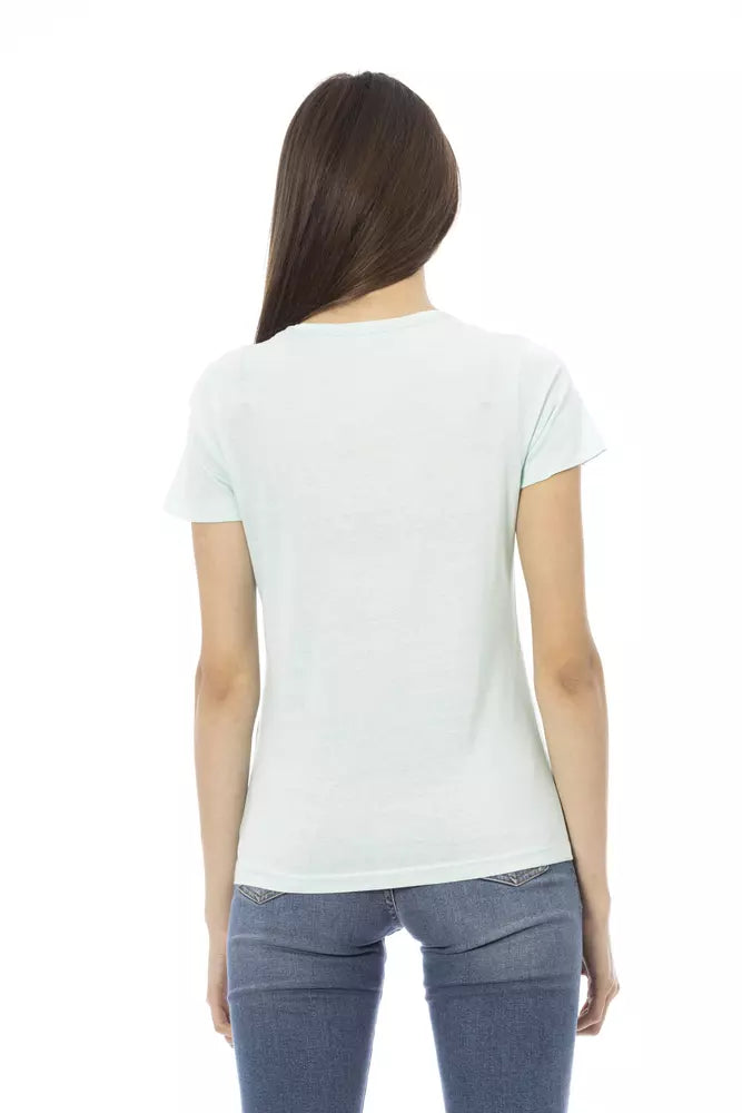Hellblaues Damen-T-Shirt aus Baumwolle