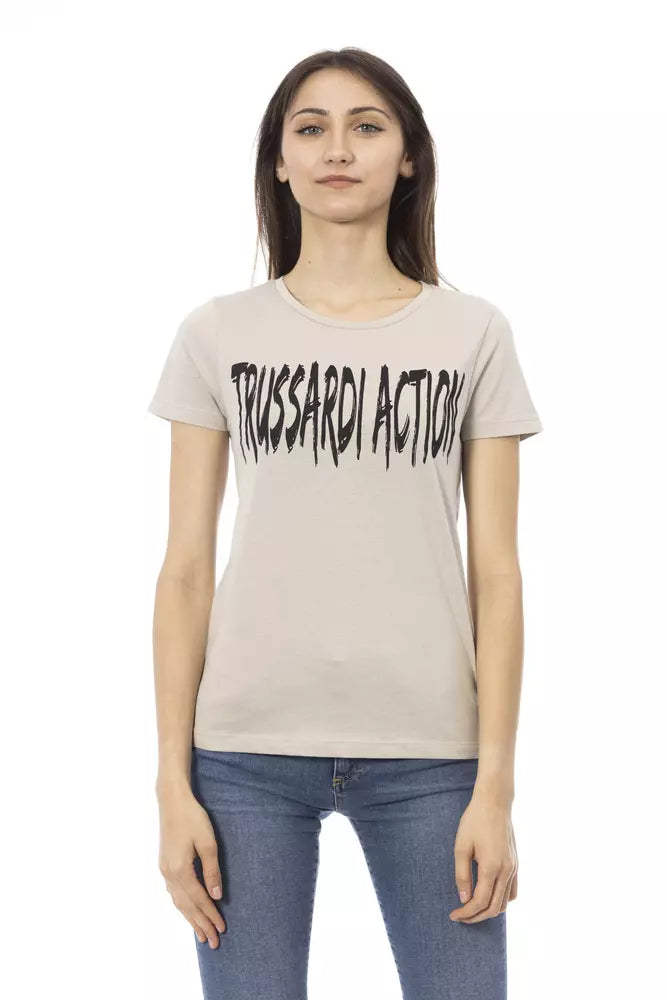 Beiges Baumwoll-T-Shirt für Damen