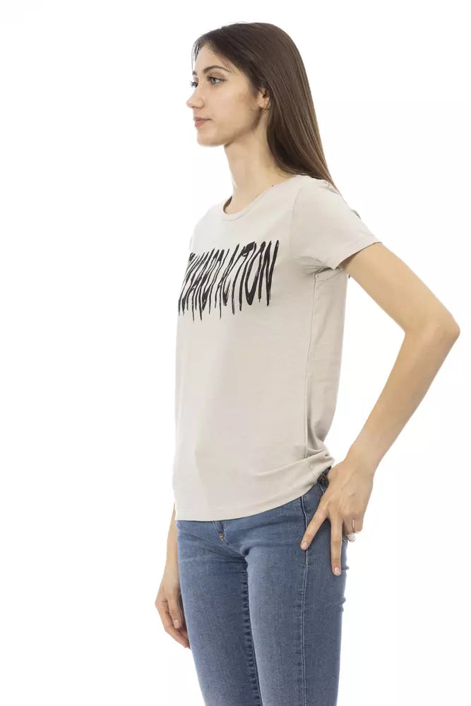 Beiges Baumwoll-T-Shirt für Damen