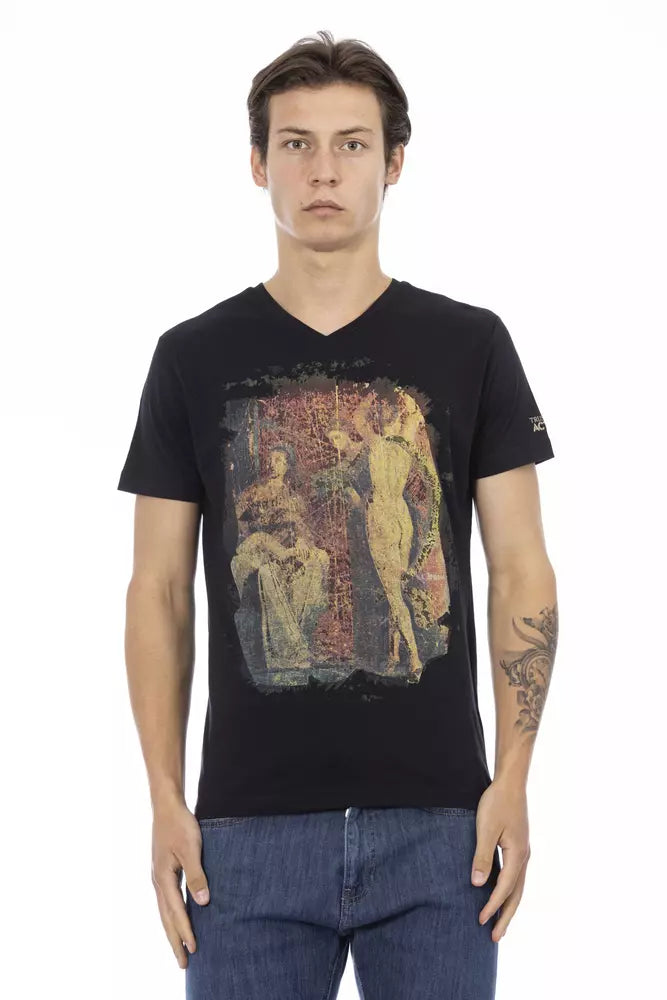 Schwarzes Herren-T-Shirt aus Baumwolle