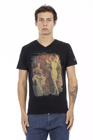 Schwarzes Herren-T-Shirt aus Baumwolle