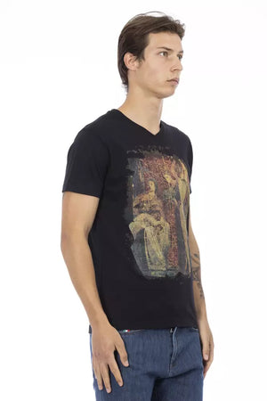 Schwarzes Herren-T-Shirt aus Baumwolle