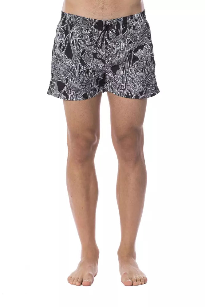 Schwarzer Polyester-Badeanzug für Herren
