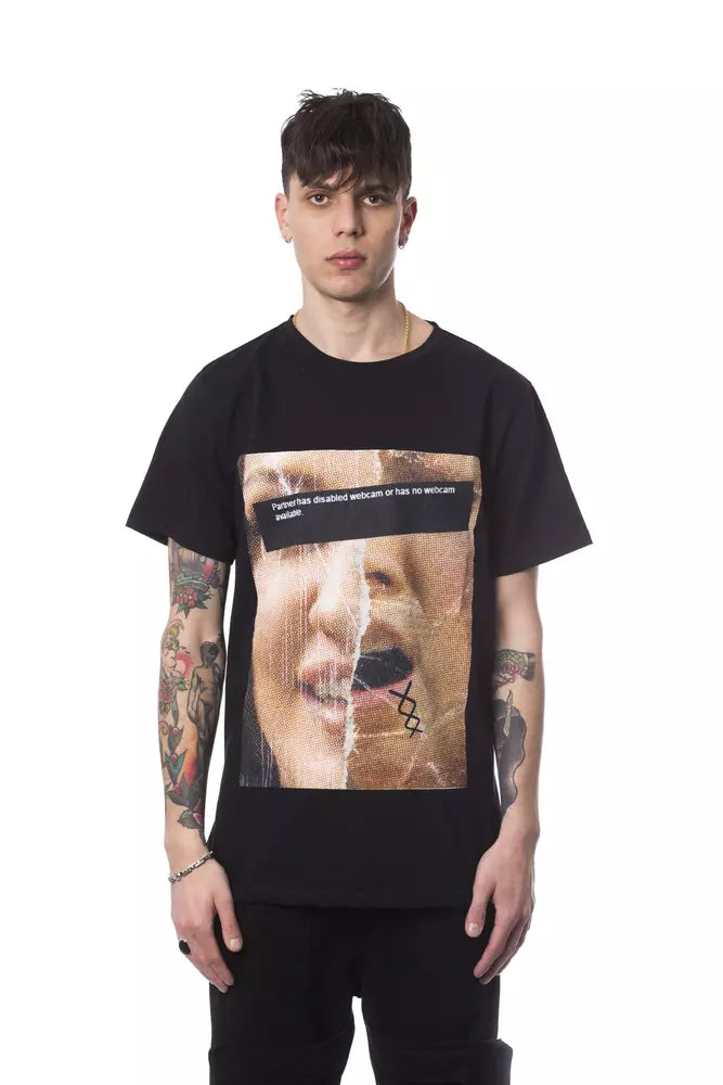Schwarzes Herren-T-Shirt aus Baumwolle