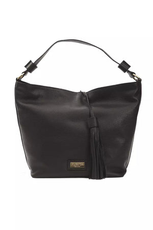 Schwarze Leder Damen Umhängetasche