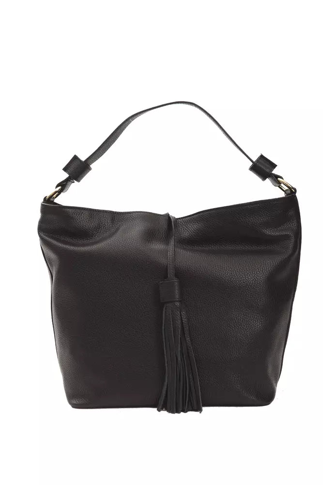 Schwarze Leder Damen Umhängetasche