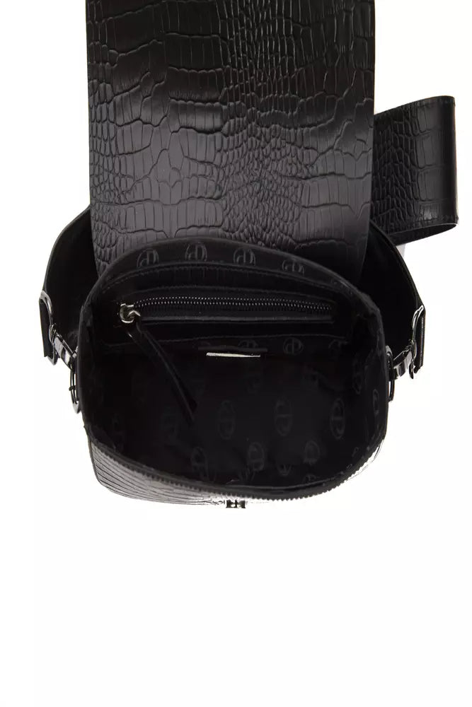 Schwarze Umhängetasche aus Leder für Damen