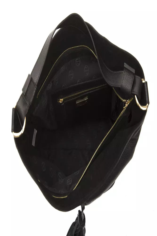 Schwarze Leder Damen Umhängetasche