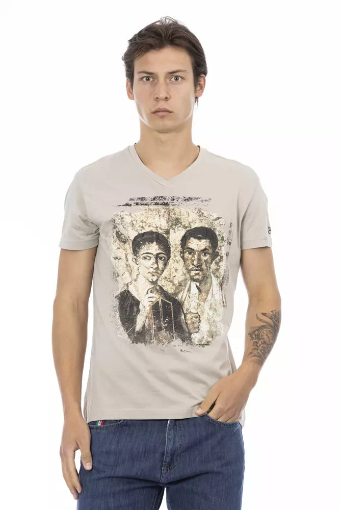 Beiges Herren-T-Shirt aus Baumwolle