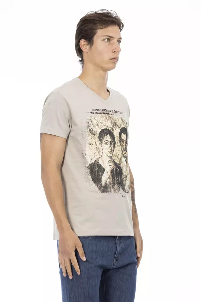 Beiges Herren-T-Shirt aus Baumwolle
