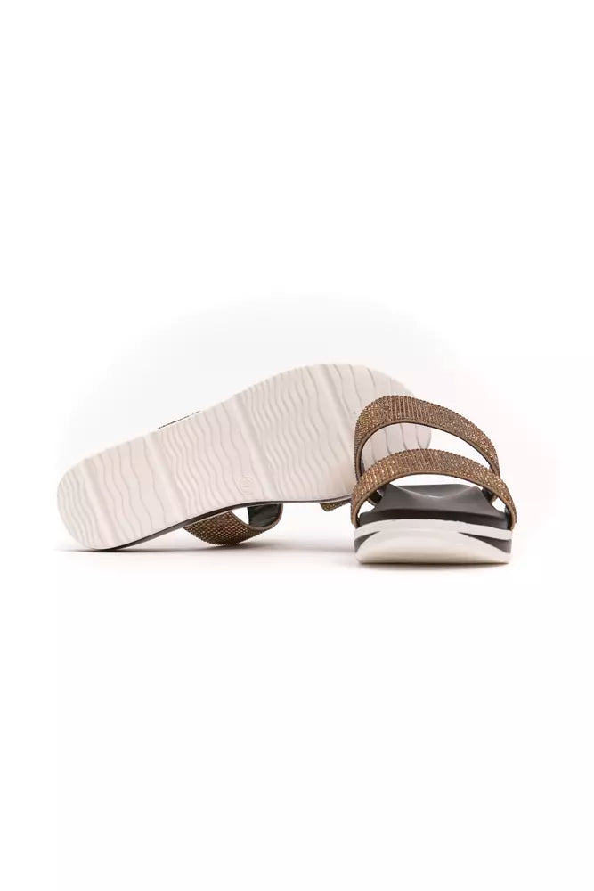 Beige Textil Damen Sandale