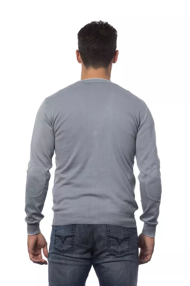 Graue Herren-Strickjacke aus Baumwolle