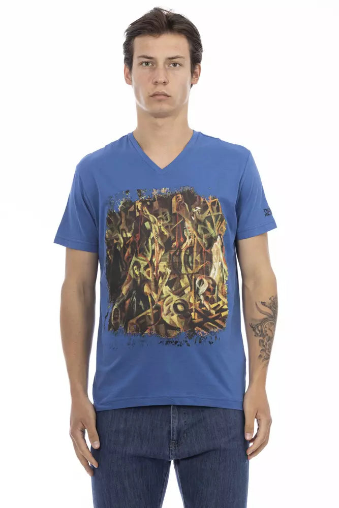 Blaues Herren-T-Shirt aus Baumwolle