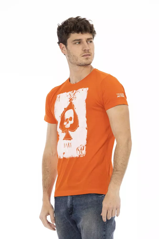 Orangefarbenes Herren-T-Shirt aus Baumwolle