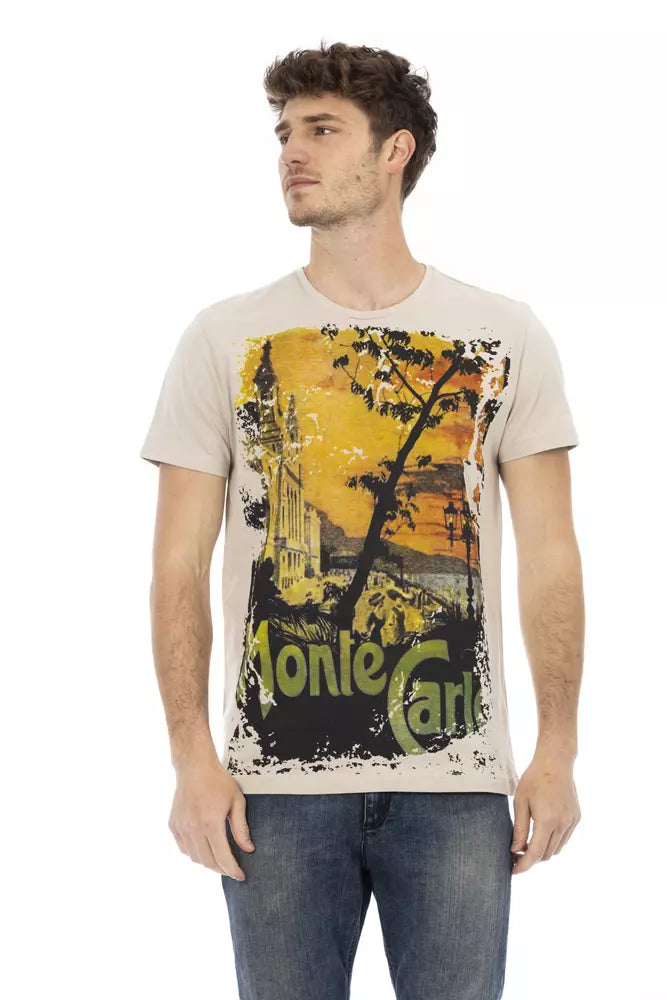 Beiges Herren-T-Shirt aus Baumwolle