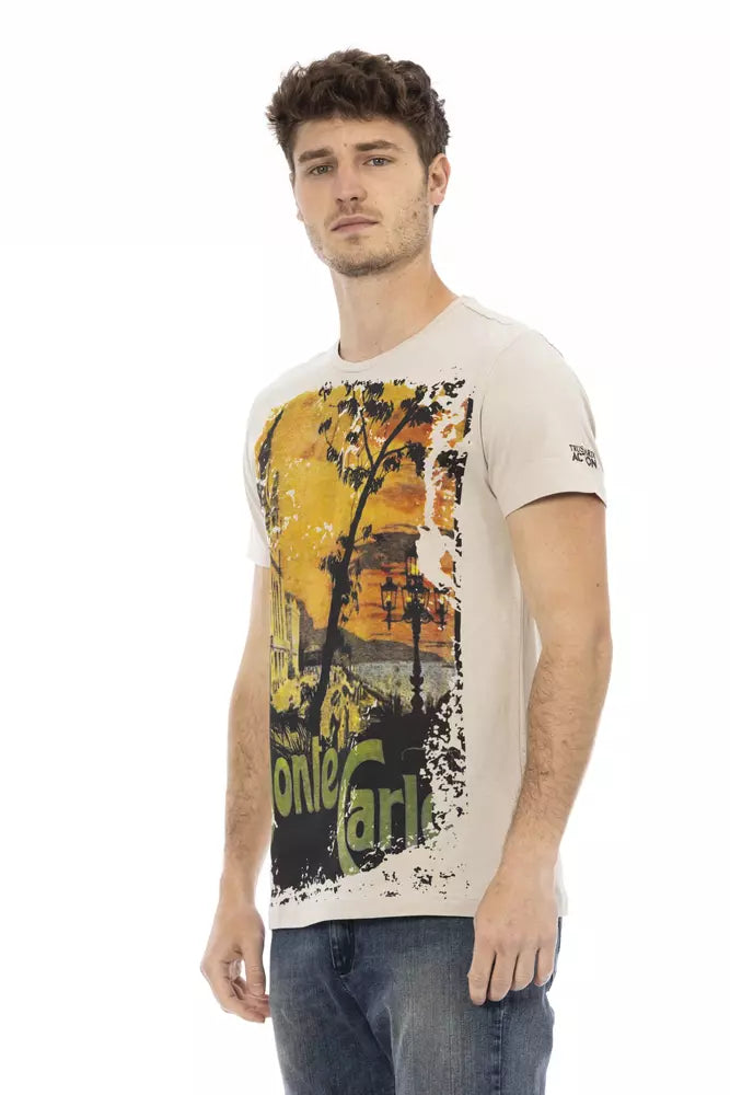 Beiges Herren-T-Shirt aus Baumwolle