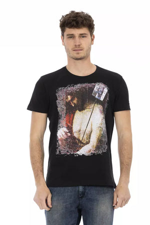 Schwarzes Herren-T-Shirt aus Baumwolle