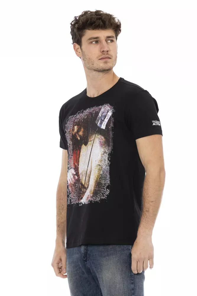 Schwarzes Herren-T-Shirt aus Baumwolle