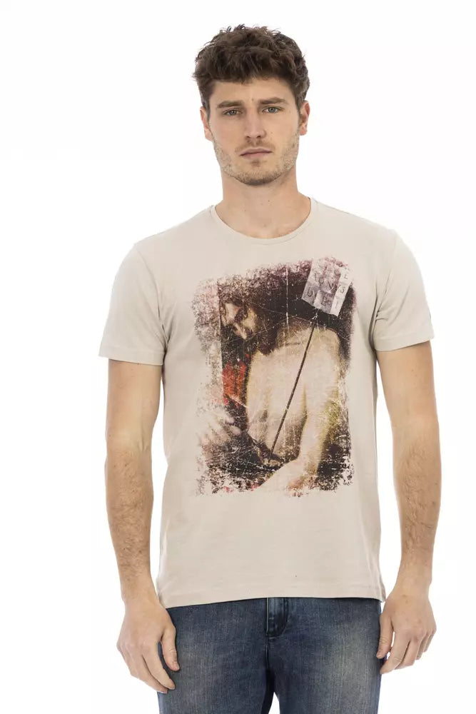 Beiges Herren-T-Shirt aus Baumwolle