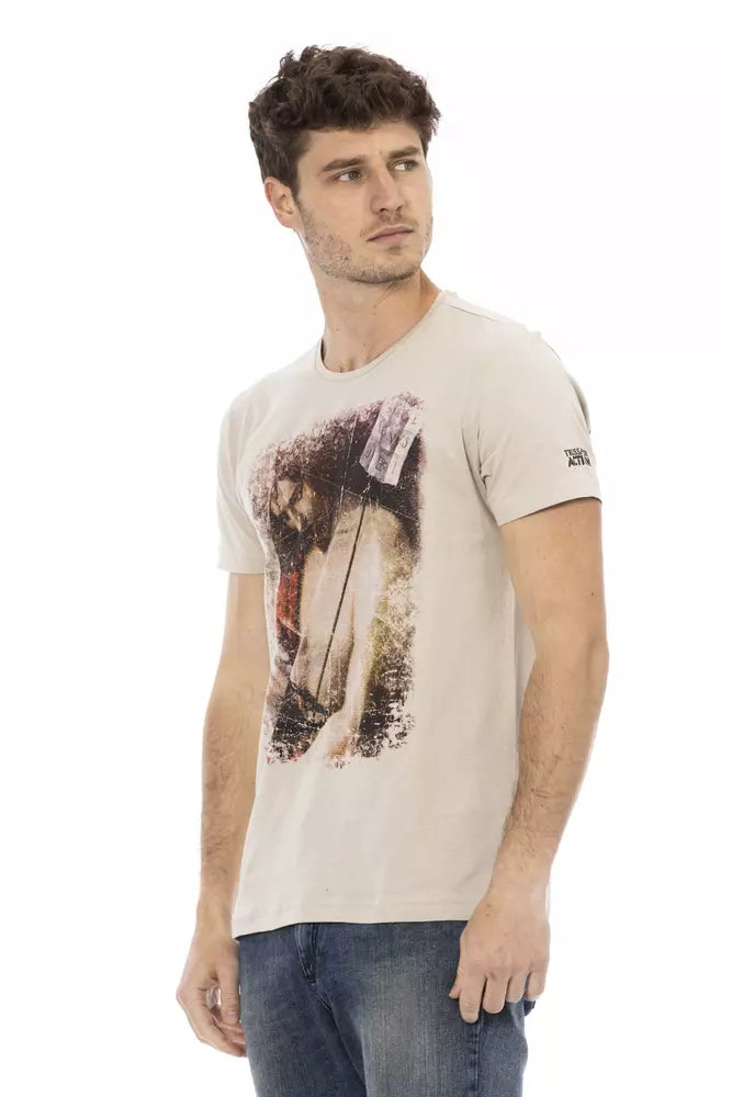 Beiges Herren-T-Shirt aus Baumwolle