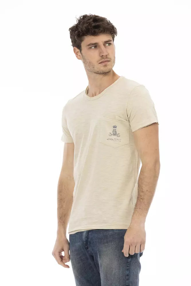 Beiges Herren-T-Shirt aus Baumwolle