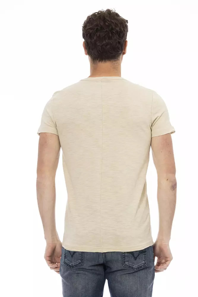 Beiges Herren-T-Shirt aus Baumwolle