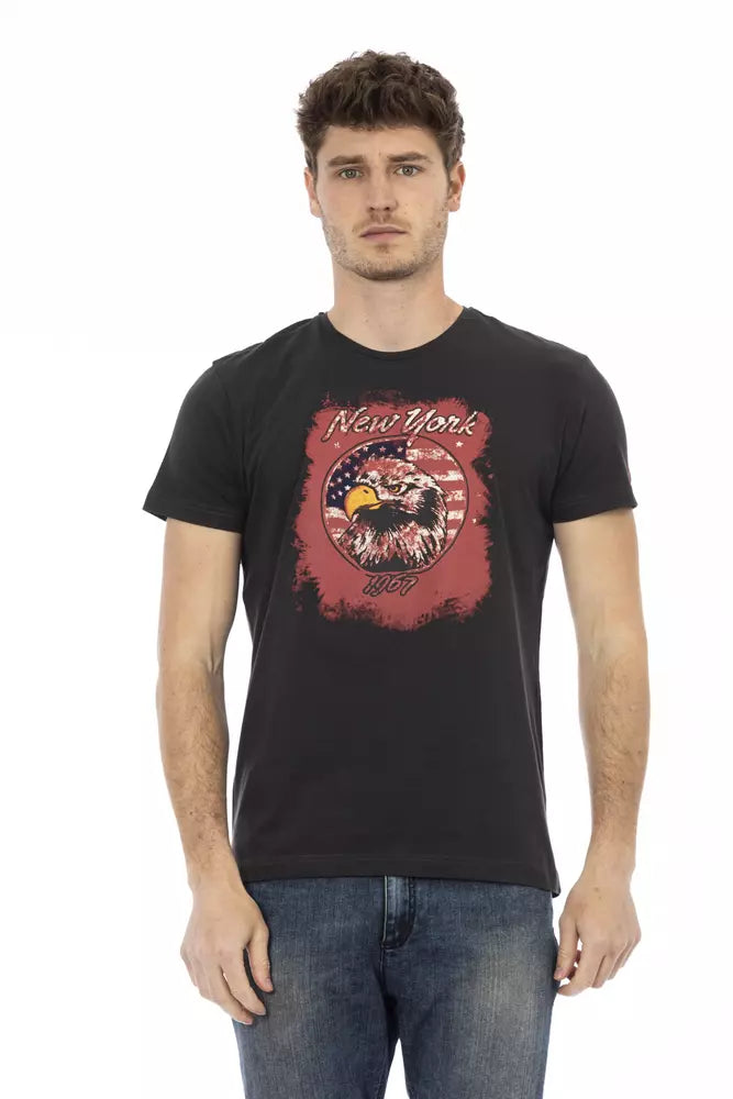 Schwarzes Herren-T-Shirt aus Baumwolle
