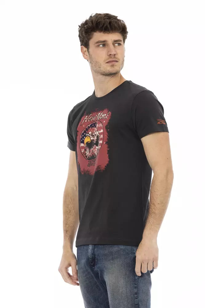 Schwarzes Herren-T-Shirt aus Baumwolle