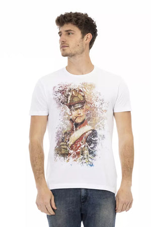 Elegantes weißes T-Shirt aus Baumwollmischung mit Grafik auf der Vorderseite