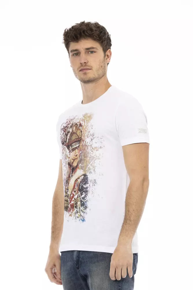 Elegantes weißes T-Shirt aus Baumwollmischung mit Grafik auf der Vorderseite