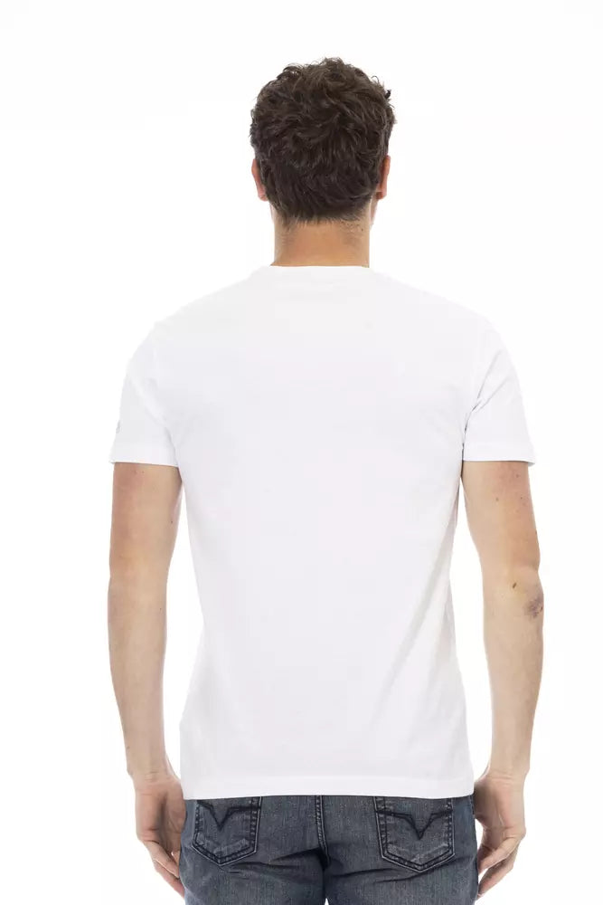 Elegantes weißes T-Shirt aus Baumwollmischung mit Grafik auf der Vorderseite