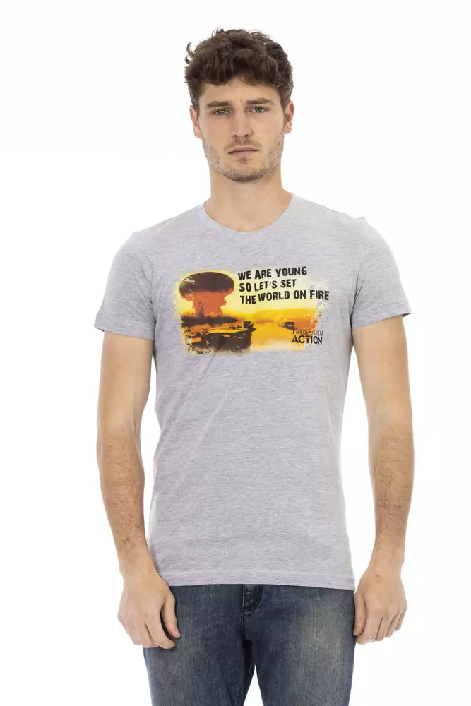 Graues Herren-T-Shirt aus Baumwolle