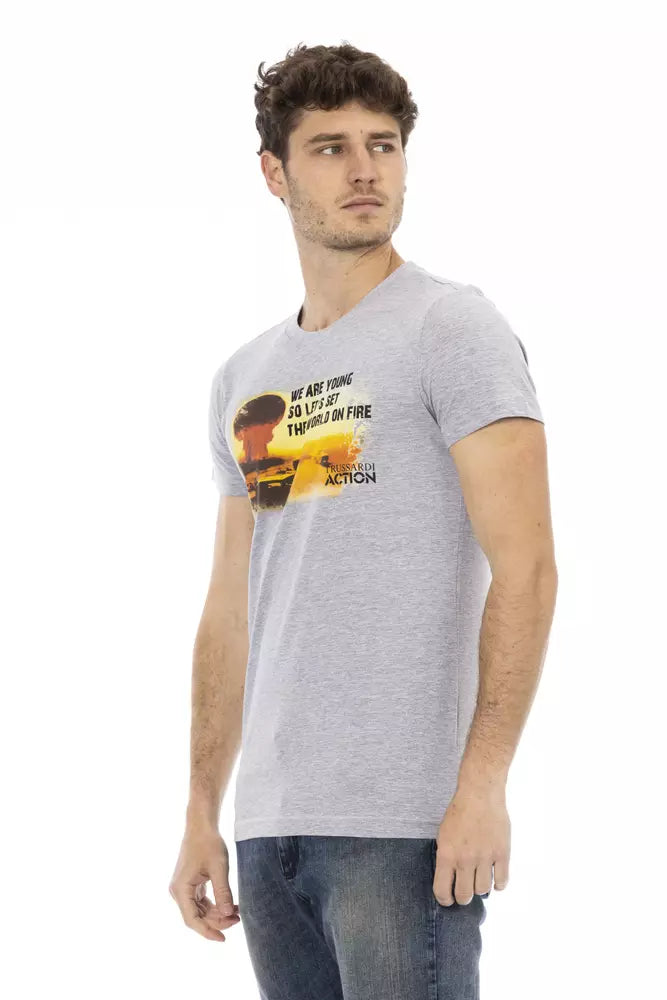 Graues Herren-T-Shirt aus Baumwolle