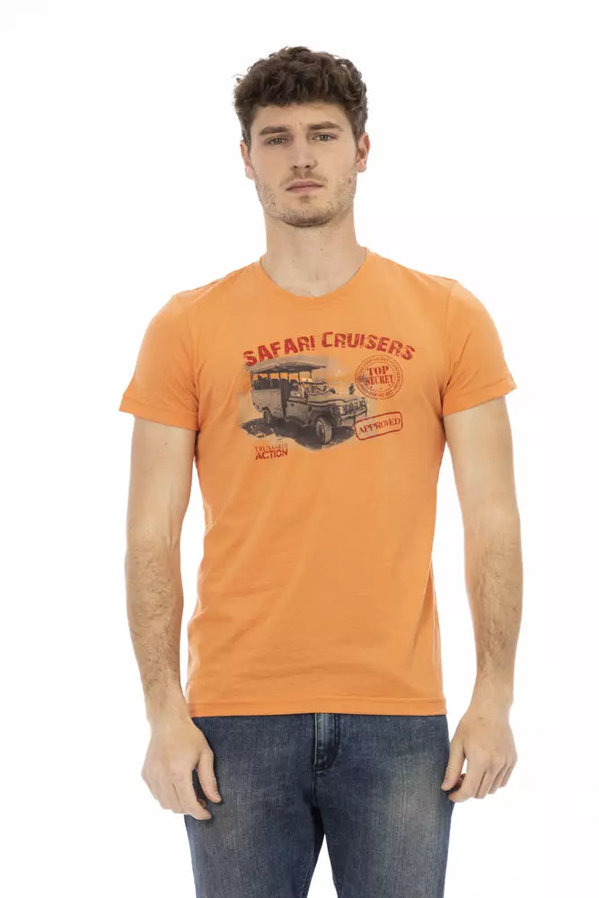 Orangefarbenes Herren-T-Shirt aus Baumwolle