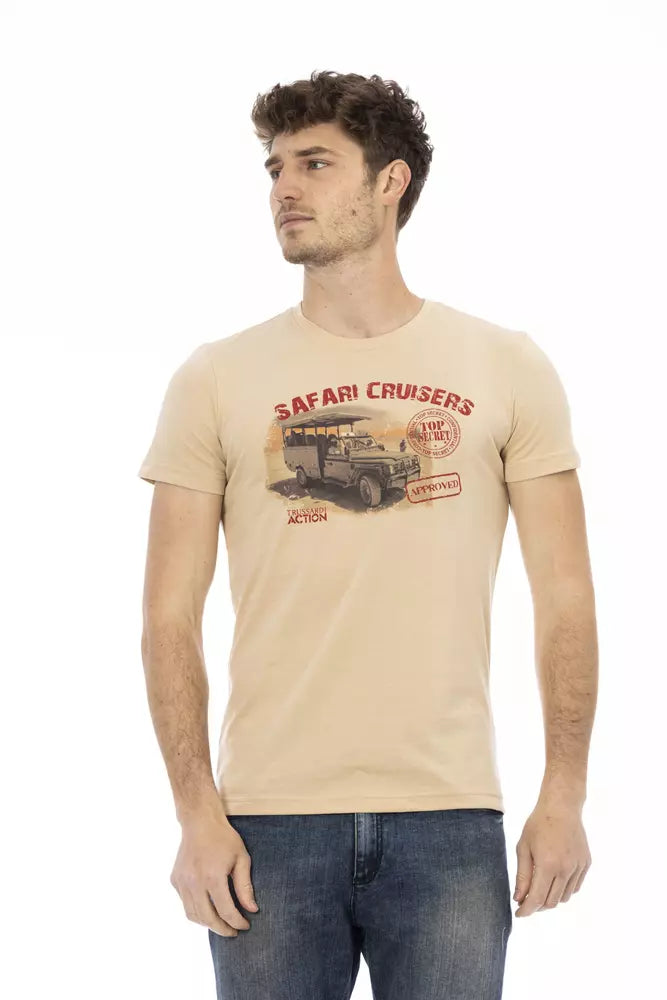 Beiges Herren-T-Shirt aus Baumwolle